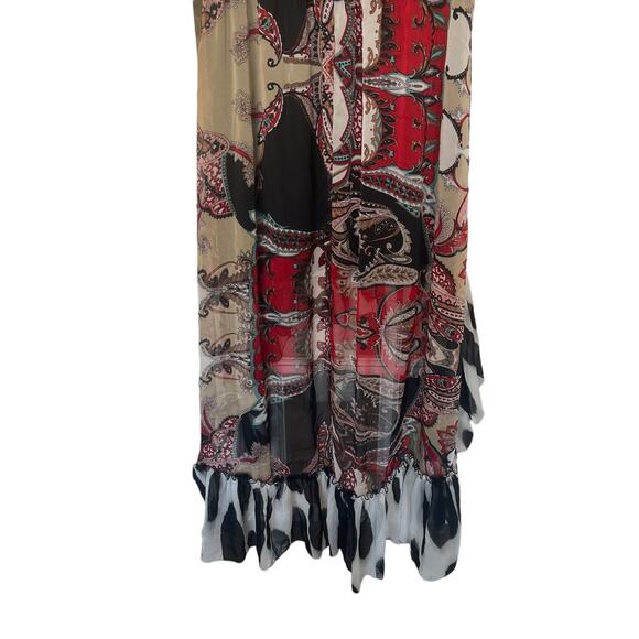 Alberto Makali Vintage Strapless High-Low Ruffle Bottom Print Dress Size Small - Picture 5 of 8